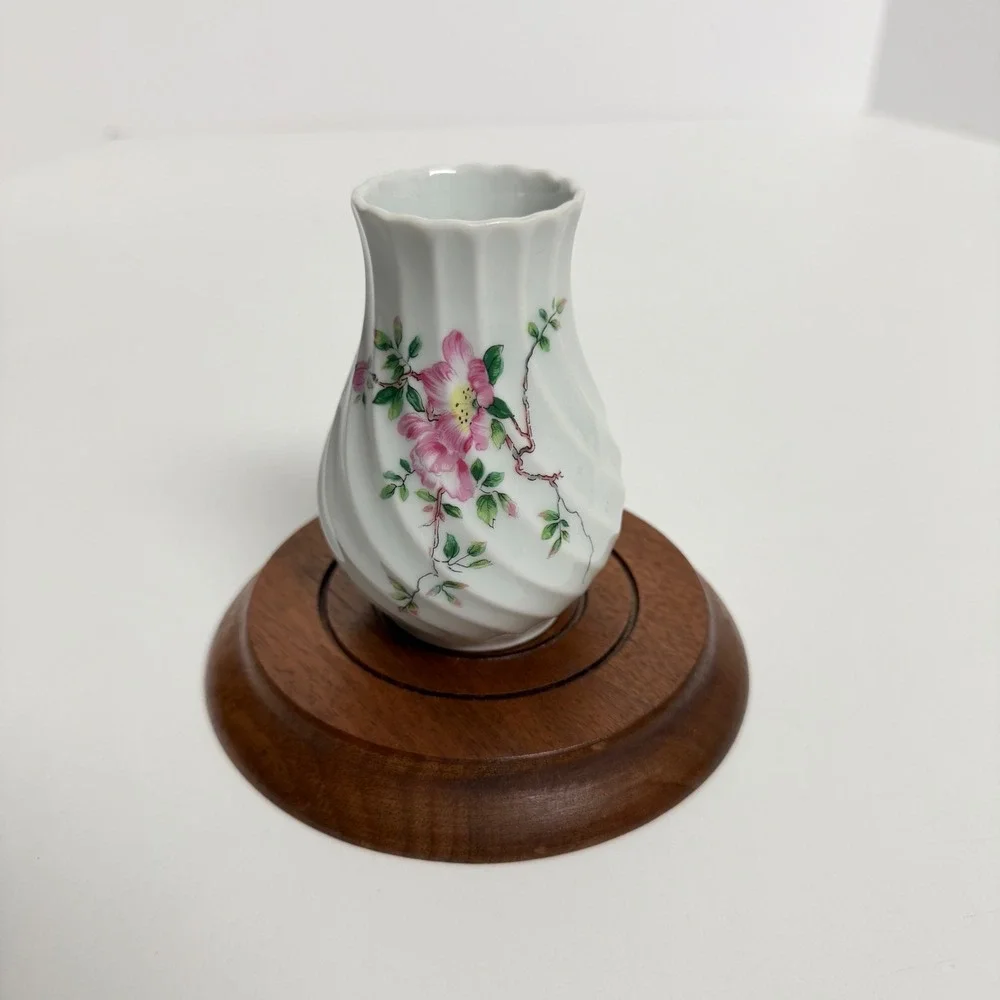 Haviland Limoges France‎ Bud Vase Pink Floral Swirl Porcelain Mini Vase 4